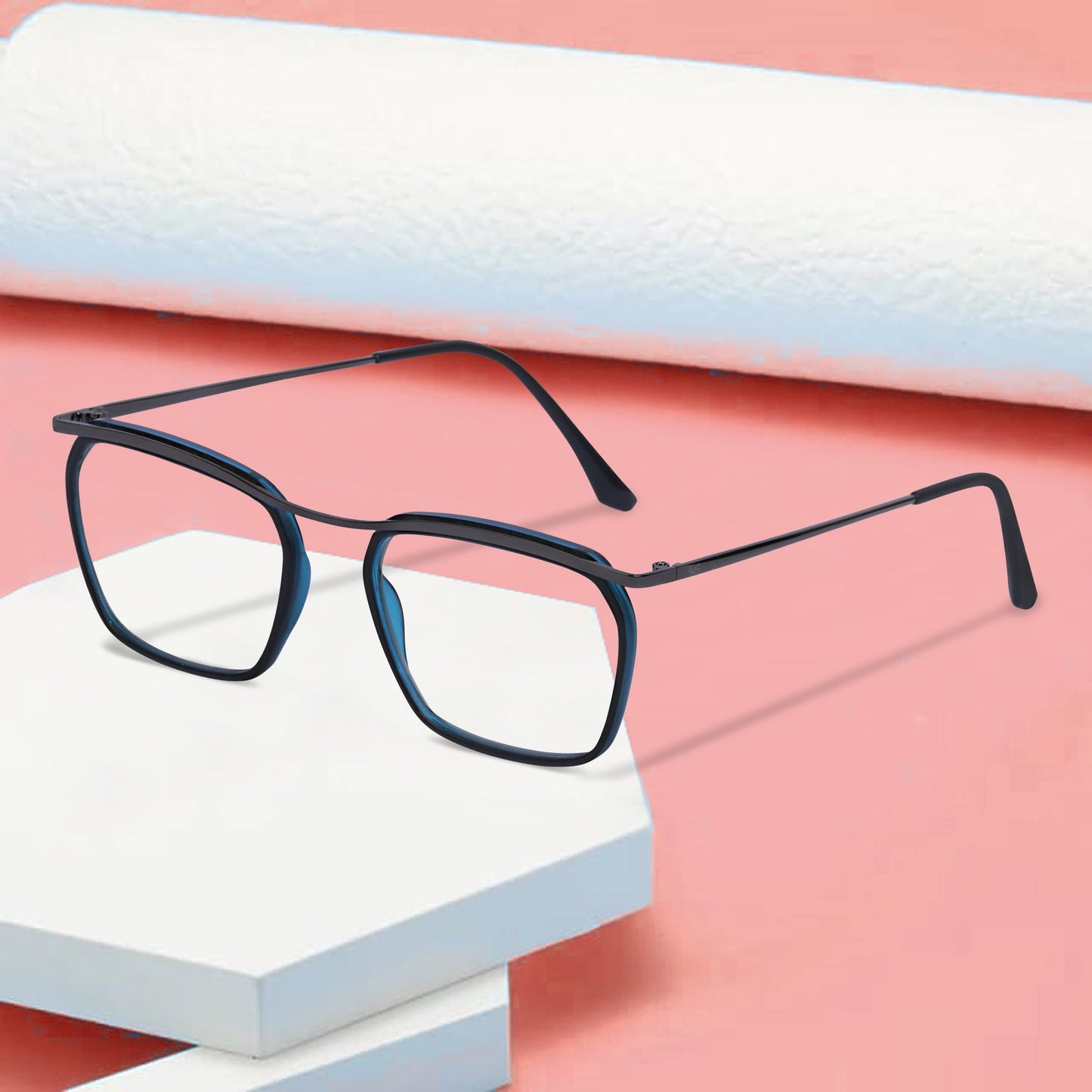 Black & Blue Square Rimmed Eyeglasses - L1543