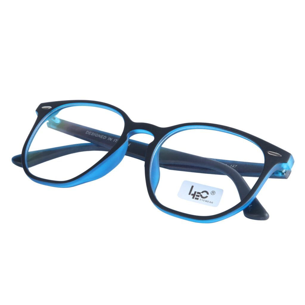 Black & Blue Hexagon Rimmed Eyeglasses - L106. C4