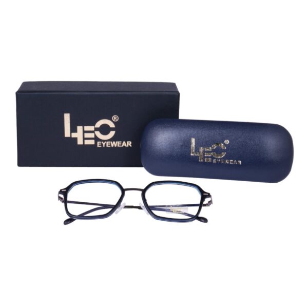 Black & Blue Hexagon Rimmed Eyeglasses - L1599