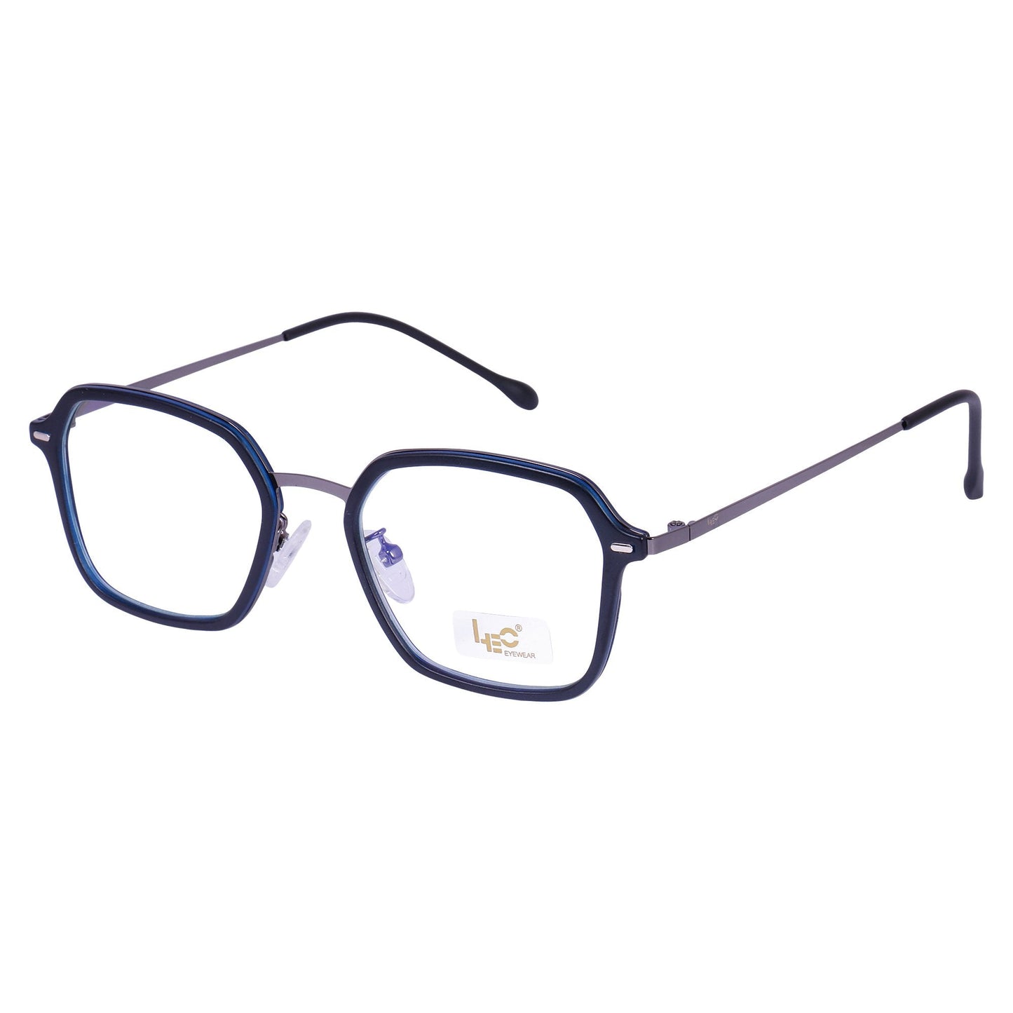 Black & Blue Hexagon Rimmed Eyeglasses - L1599