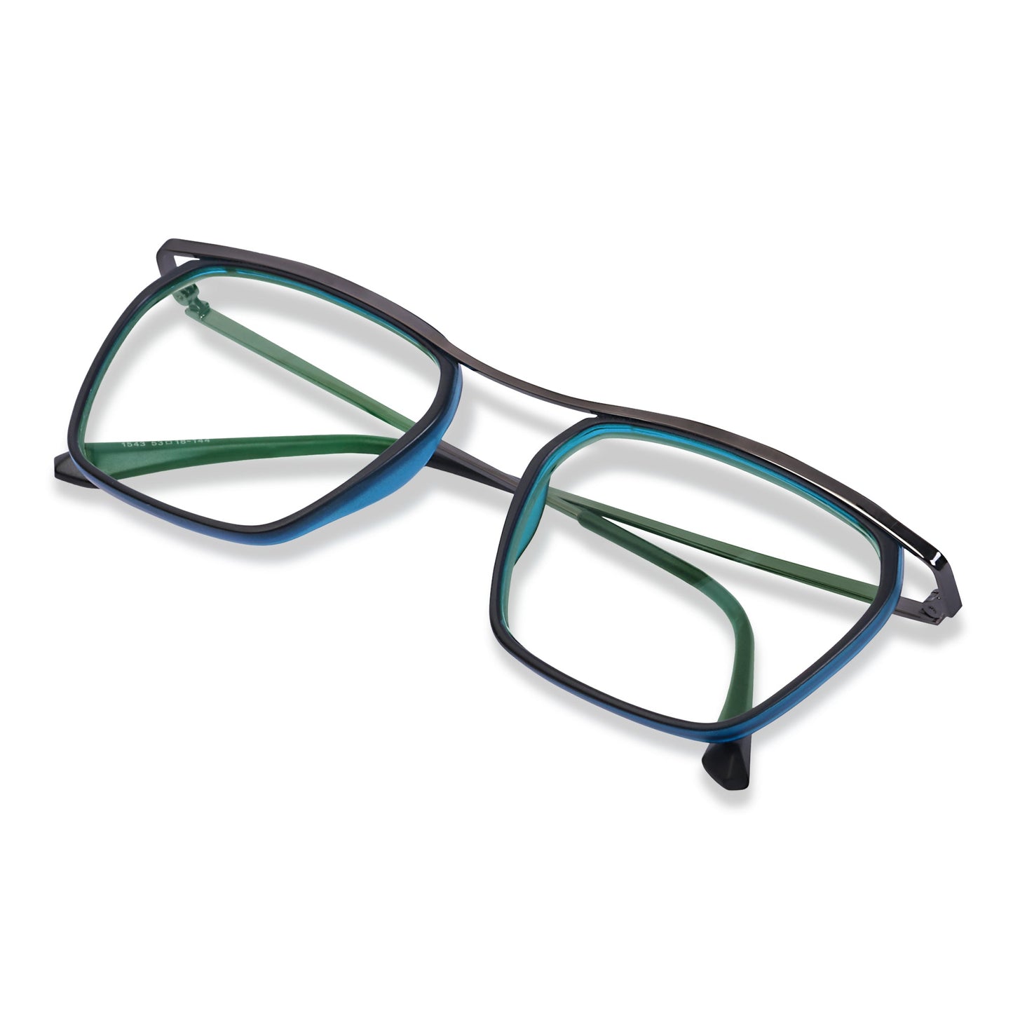 Black & Blue Square Rimmed Eyeglasses - L1543